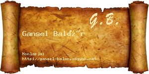 Gansel Balár névjegykártya